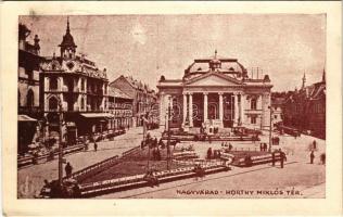 1940 Nagyvárad, Oradea; Horthy Miklós tér, színház / square, theatre + 1940 Nagyvárad visszatért So. Stpl
