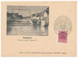 Kolozsvár, Cluj; Szamos parti duzzasztó. Ifjúsági Bélyeggyűjtők Országos Szaklapja "A Bélyeg" kiadása / Somes dam + "1943 Kassa 1938 November 11. Kassa hazatért" So. Stpl