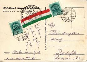 1940 Nagykároly, Carei; Károlyi kastély. Róth és Komáromy nyomda. Hátoldalra ragasztott magyar szala...