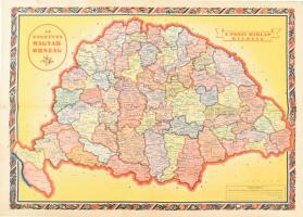 Az ezeréves Magyarország térképe, a hátoldalon Európa 1938 végén, Pesti Hírlap, hajtott, jó állapotú 35,5x51 cm