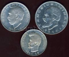 1948. 5Ft+10Ft+20Ft Ag "Petőfi, Széchenyi, Táncsics-Szabadságharc" sor T:2 ph
