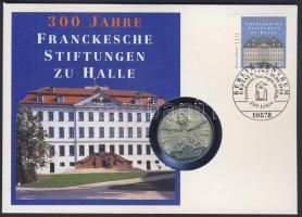 NSZK 1998. 10M Ag "Franckesche Alapítvány" érmés borítékon elsőnapi bélyegzős bélyeggel, h...