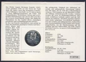 NSZK 1998. 10M Ag "Franckesche Alapítvány" érmés borítékon elsőnapi bélyegzős bélyeggel, h...