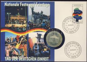 NSZK 1991. 10M Ag "A brandenburgi kapu" érmés borítékon elsőnapi bélyegzős bélyeggel, hátoldali ismertető tanúsítvánnyal T:BU