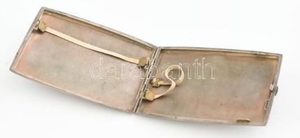 Ezüst(Ag) cigarettatárca hiányos zománc díszítéssel, jelzett, 12×8 cm, bruttó: 151,6 g