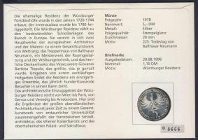 NSZK 1978. 5M Ag "Neumann" érmés borítékon elsőnapi bélyegzős bélyeggel, hátoldali ismerte...