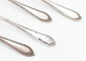 4 db ezüstözött Community Silver villa, kopásnyomokkal, h: 18 cm