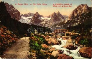 Tátra, Vysoké Tatry; A Zöldtóhoz vezető út / Weg zum grünen See