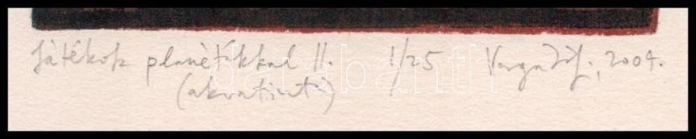 Varga Zsófia (1974-): Játékok planétákkal II. Akvatinta, papír, jelzett, számozott: 1/25. 12,5x10 cm