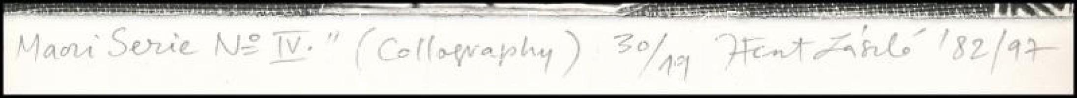 Feszt László, ifj. (1957-): Maori Serie No. IV, 82/97. Kollográfia, papír, jelzett, számozott (30/19...