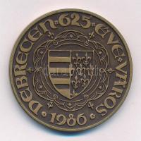 Tóth Sándor (1933-2019) 1986. "Debrecen 625 éve város - Nagy Lajos" kétoldalas bronz emlék...