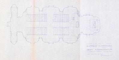 1976 Abonyi plébániatemplom új liturgikus terének kialakítása, 5 db tervrajz (alaprajz, metszetek, t...
