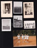18 db vegyes, sportolókról készült fotó (vívás, tenisz, atlétika, stb.), közte régiek is, 6x4 cm és 15x10 cm között