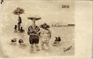 1903 Siófok, Humoros rajz a Balatonból s: Ellinger Zsigm. (EK)