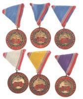 1965. Szolgálati Érdemérem - A Haza Fegyveres Szolgálatában 10, 15, 25, 30 és 35 (2x) év után, zománcozott fém kitüntetések, nem mind eredeti mellszalaggal T:2