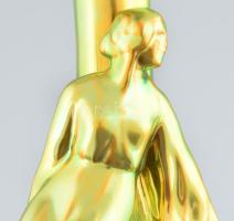 Zsolnay eozin mázas női alakos váza, jelzett, kis kopásnyomokkal, m: 24 cm