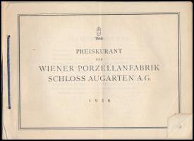 1924 Wiener Porzellanfabrik Schloss Augarten A. G. Haránt-alakú zsinórfűzött, papírkötés, szakadozot...