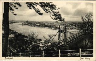 1935 Budapest, Erzsébet híd és pesti oldal látképe