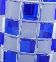 Monumentális Ajka, sakktábla mintás, királykék, ólomkristály váza, jelzés nélkül, hibátlan, 30,5x19,...