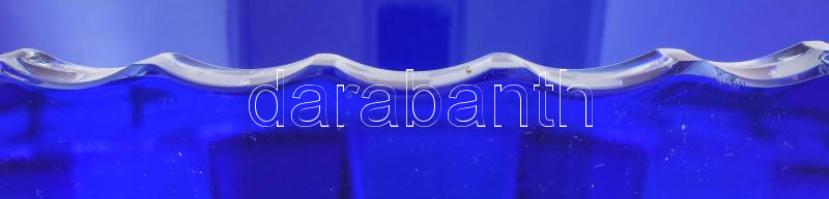 Monumentális Ajka, sakktábla mintás, királykék, ólomkristály váza, jelzés nélkül, hibátlan, 30,5x19,...