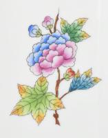 Herendi Viktória mintás porcelán doboz, kézzel festett, jelzett, kis kopásnyomokkal, 17x9x4 cm