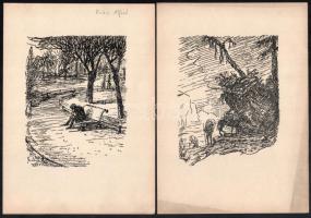 Alfred Kubin (1877-1959): 6 db grafika. Klisé, papír, jelzés nélkül, lapméret: 24x17,5 cm