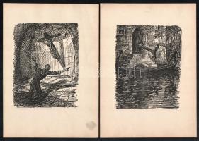 Alfred Kubin (1877-1959): 6 db grafika. Klisé, papír, jelzés nélkül, lapméret: 24x17,5 cm