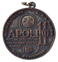 Amerikai Egyesült Államok ~1970. "Apollo 11 / Az első Holdra szállás" ezüstözött bronz eml...