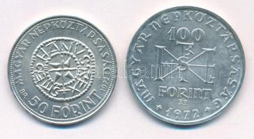 1972. 50Ft Ag + 100Ft Ag "Szent István" pár T:1- kis patina Adamo EM38; EM39