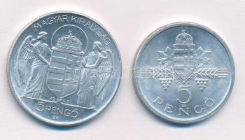 1943. 5P Al "Horthy 75. születésnapjára" + 1945. 5P Al "Parlament" T:1-