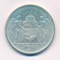 1930. 5P Ag "Horthy jobbra" hajas T:2 patina Adamo P8