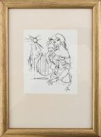 Szász Endre (1926-2003) Ezeregyéjszaka meséi. sorozat egy része. Tus, papír, szép üvegezett fakeretb...