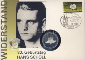 NSZK 1994. 10M Ag "Német Ellenállás" bélyeges érmés borítékon alkalmi bélyegzővel, hátoldali ismertető tanúsítvánnyal T:2