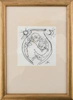 Szász Endre (1926-2003) Ezeregyéjszaka meséi. sorozat egy része. Tus, papír, szép üvegezett fakeretb...