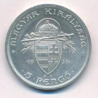 1938. 5P Ag "Szent István" T:1-
Adamo P8.1