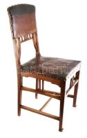 Antik szecessziós szék, 2db, fa, bőrrel bevont, korának megfelelő állapotban. 43x44x92 cm