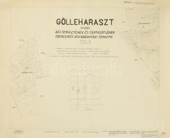 1963 Gölleharaszt község belterületének és zártkertjének ideiglenes nyilvántartási térképe, 1 : 2880, ÁFTH Kartográfiai Vállalata, feltekerve, kisebb lapszéli szakadással, 74,5x59 cm