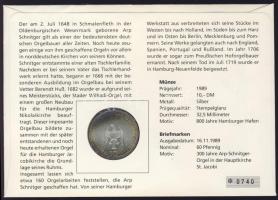 NSZK 1989. 10M Ag "800 éves a hamburgi kikötő" bélyeges érmés borítékon alkalmi bélyegzőve...