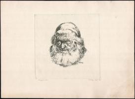 Petőcz Lajos (1919-2009): Öregember, 1990. Rézkarc, papír, jelzett, lap jobb alsó sarkában kissé fol...