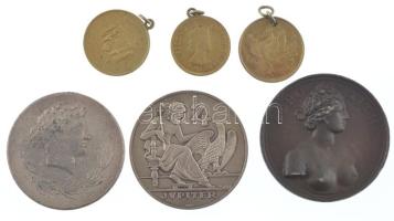 Vegyes, 6db-os érme- és éremtétel, közte Japán 1958. 100Y Ag (átfúrt) T:2-3 Mixed, 6pcs coin and medallion lot, within Japan 1958. 100 Yen Ag (holed) C:XF-F