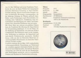 NSZK 1973. 5M Ag "Nemzetgyűlés" bélyeges érmés borítékon elsőnapi bélyegzővel, hátoldali i...