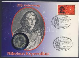 NSZK 1973. 5M Ag "Kopernikus" bélyeges érmés borítékon alkalmi bélyegzővel, hátoldali ismertető tanúsítvánnyal T:BU