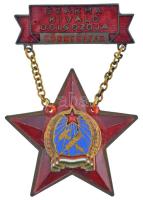 ~1950. Szakma kiváló dolgozója - Könnyűipar Rákosi-címeres zománcozott kitüntetés hátlapon 45291 sorszámmal T:1-