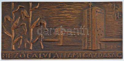 Búza Barna (1920-2010) DN "Mezőfalvi Állami Gazdaság" egyoldalas bronz emlékplakett (65x130mm) T:1-