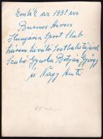 A Buenos Aires-i Sport Club három kiváló futballistája, hátoldalon feliratozott fotó, 12×9 cm