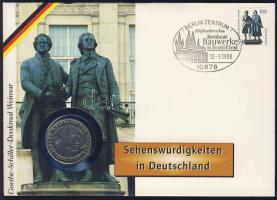 NSZK 1982. 5M "Goethe" bélyeges érmés borítékon alkalmi bélyegzővel, hátoldali ismertető tanúsítvánnyal T:1