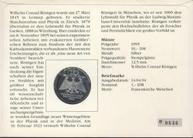 NSZK 1995. 10M Ag "Wilhelm Conrad Röntgen" bélyeges érmés borítékon alkalmi bélyegzővel, h...