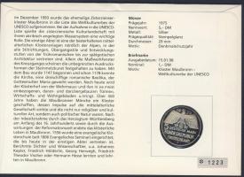 NSZK 1975. 5M Ag "Műemlékvédelem" bélyeges érmés borítékon elsőnapi bélyegzővel, hátoldali...