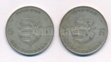 1947. 5Ft Ag "Kossuth" (2x) T:2-,3 patina Adamo F8.1