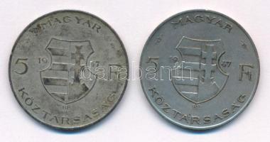 1947. 5Ft Ag "Kossuth" (2x) T:2-,3 patina Adamo F8.1